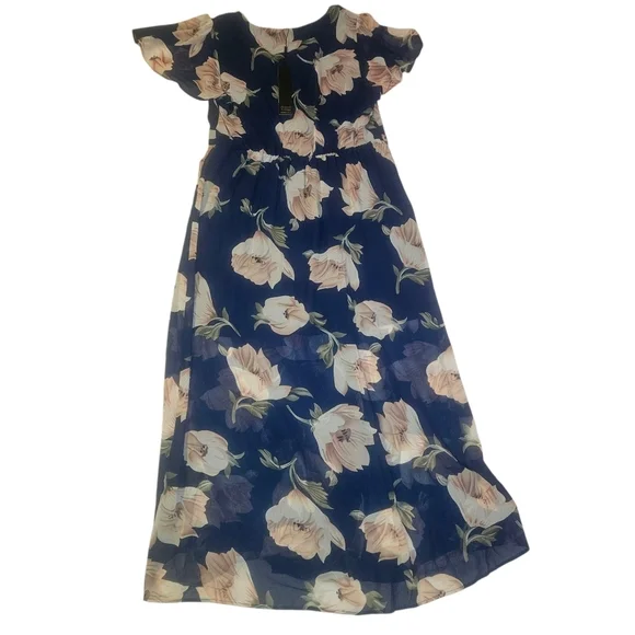 Always Indigo Faux Wrap Flowy Floral Maxi Dress 2X NWT 24 PTP Navy Pink Floral - Picture 5 of 12